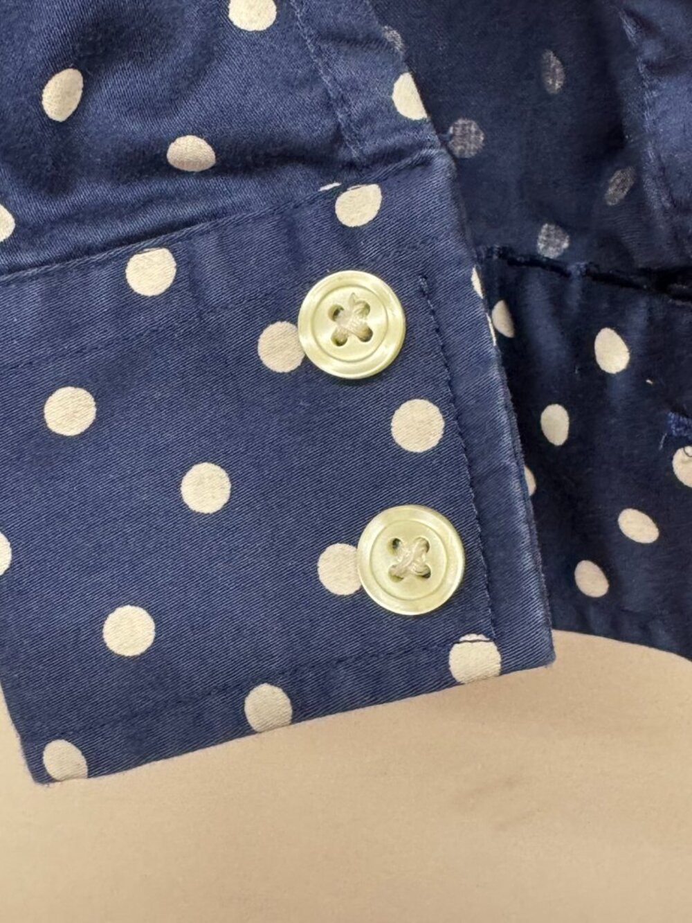 Banana Republic Women's Long Sleeve Button-Down Blue Polka Dot Fitted - Size 10 - Picture 5 of 8